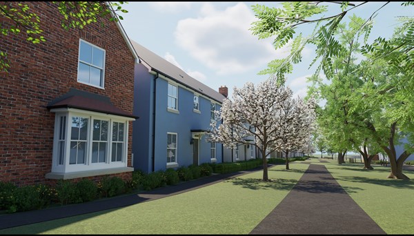 Computer generated image depicts The Conway and Kenfig housetypes at the Elderwood Parc development, indicative only.